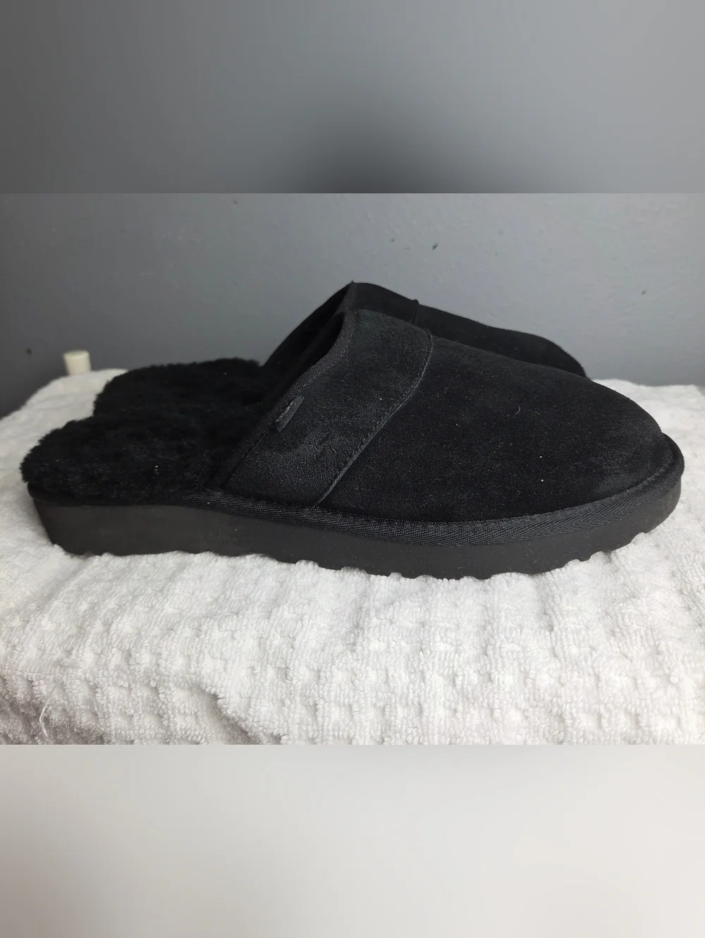 UGG Black Suede Slip-On Indoor Slippers